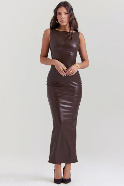 Laluna® | Luxe Leren Maxi Jurk