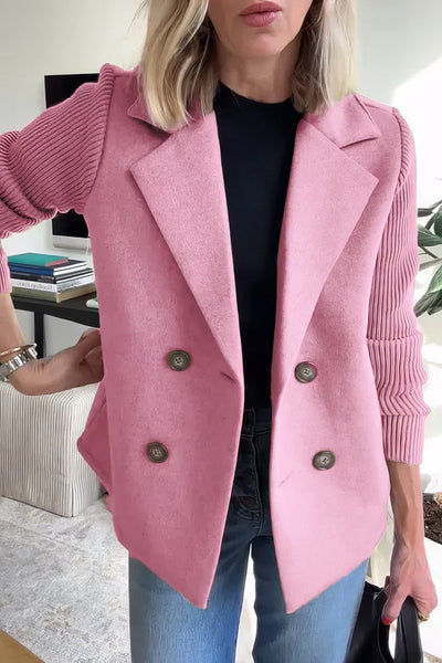 CLAIRE | Lange Cardigan met Patchwork Mouwen, Trendy en Chic